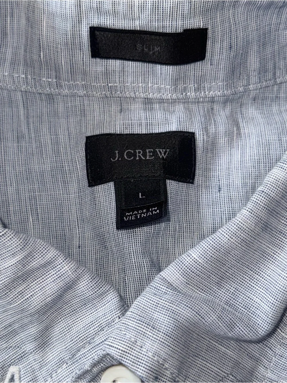 J.Crew Baird McNutt Irish Linen Shirt Mens L Slim Light Blue Button Down